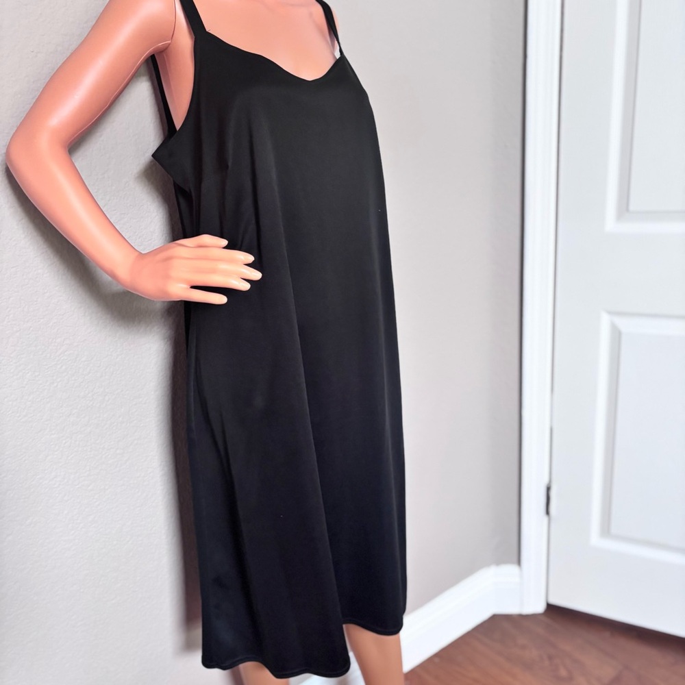 Lane Bryant Black Slip Dress Women’s 18 Midi Sleeveless Minimalist Plus Size